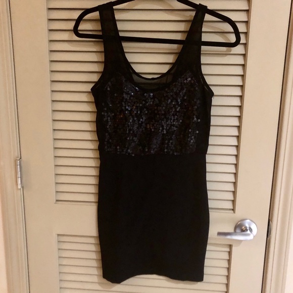 LUSH Black Dress w/ Sequined Top and Fitted Skirt - Picture 1 of 7
